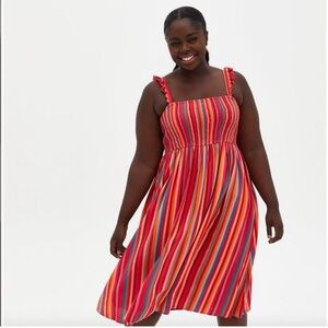 Torrid Midi Challis Smocked Tiered Dress Womens 2x -has pockets!